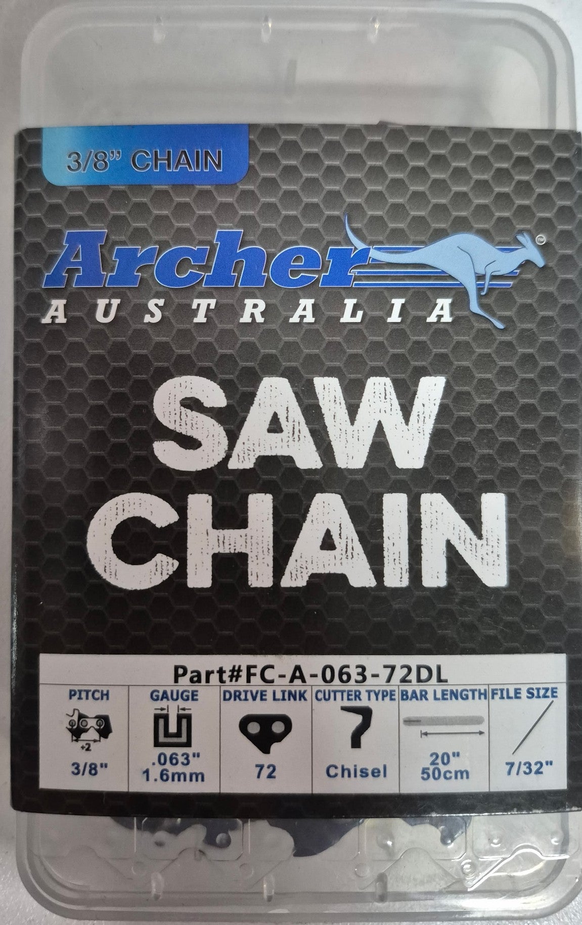 ARCHER 20" 3/8 063 72DL chainsaw chain